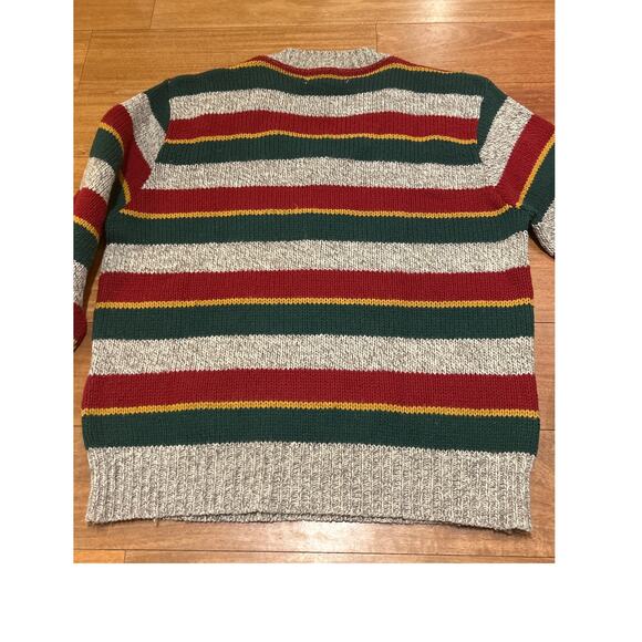 Vintage London Fog Outdoors Unlimited Wool Striped Vneck Sweater - Picture 2 of 6